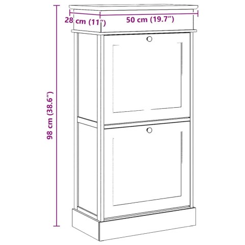 SZAFKA NA BUTY SZARA 50X28X98CM DREWNO PAULOWNIA