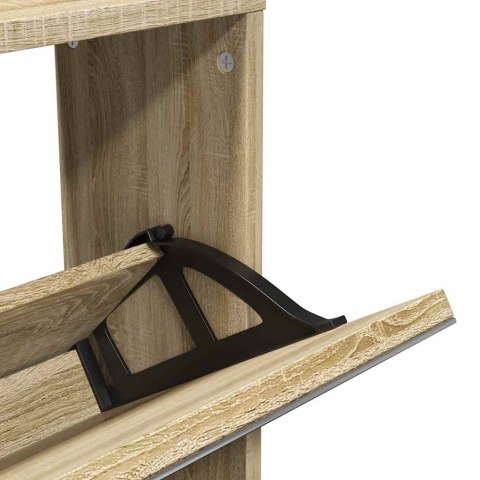 SZAFKA NA BUTY Z 5 PÓŁKAMI I LUSTREM DĘBU 63X17X169,5