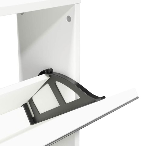 SZAFKA NA BUTY Z 5 PÓŁKAMI LUSTRZANA BIAŁA 63X17X169,5CM