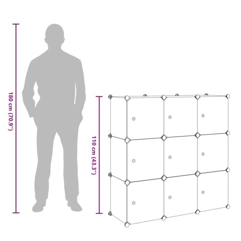 SZAFKA Z 9 PRZEGRODAMI BIAŁO-CZARNA