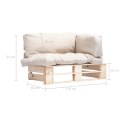 VidaXL Sofa ogrodowa z palet z piaskowymi poduszkami, sosna