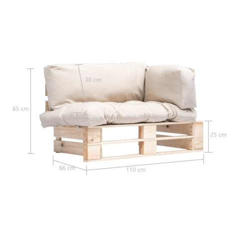 VidaXL Sofa ogrodowa z palet z piaskowymi poduszkami, sosna