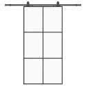 VidaXL Drzwi przesuwne z zestawem okuć czarne 102x205 cm ESG szkło