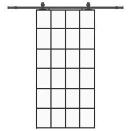 VidaXL Drzwi przesuwne z zestawem okuć czarne 102x205 cm ESG szkło
