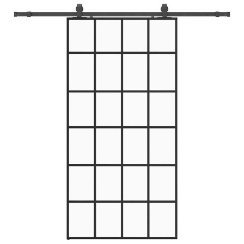 VidaXL Drzwi przesuwne z zestawem okuć czarne 102x205 cm ESG szkło