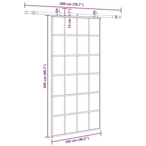 VidaXL Drzwi przesuwne z zestawem okuć czarne 102x205 cm ESG szkło