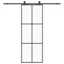 VidaXL Drzwi przesuwne z zestawem okuć czarne 76x205 cm ESG szkło