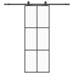 VidaXL Drzwi przesuwne z zestawem okuć czarne 76x205 cm ESG szkło