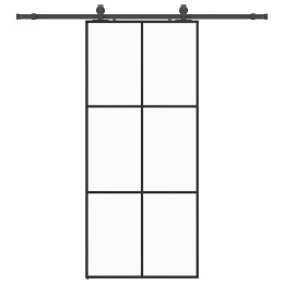 VidaXL Drzwi przesuwne z zestawem okuć czarne 90x205 cm ESG szkło