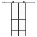 VidaXL Drzwi przesuwne z zestawem okuć czarne 90x205 cm ESG szkło