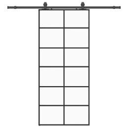 VidaXL Drzwi przesuwne z zestawem okuć czarne 90x205 cm ESG szkło