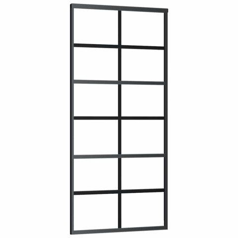 VidaXL Drzwi przesuwne z zestawem okuć czarne 90x205 cm ESG szkło