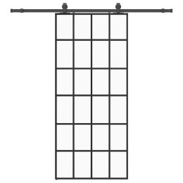 VidaXL Drzwi przesuwne z zestawem okuć czarne 90x205 cm ESG szkło