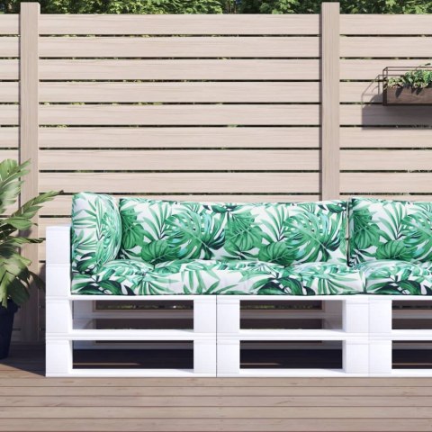 VidaXL Poduszki na palety, 3 szt., wzór w liście, tkanina