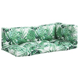 VidaXL Poduszki na palety, 3 szt., wzór w liście, tkanina