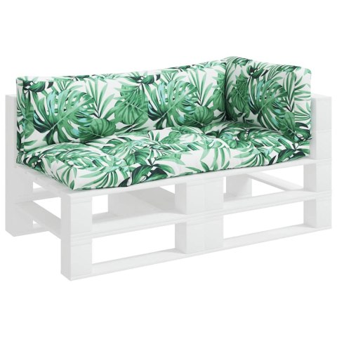 VidaXL Poduszki na palety, 3 szt., wzór w liście, tkanina