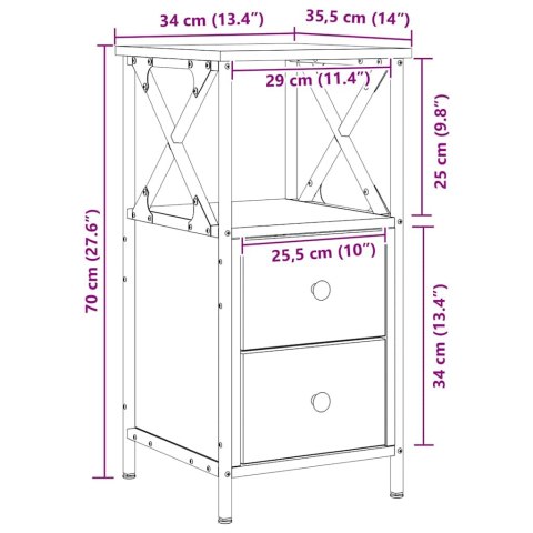 SZAFKI NOCNE 2 SZT. DĄB ARTISAN 34X35,5X70CM