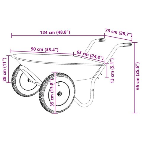 VidaXL Wózek Srebrny i czarny 124 x 73 x 65 cm Stal