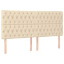 VidaXL Zagłówek do łóżka z LED, kremowy, 200x7x118/128 cm, tkanina