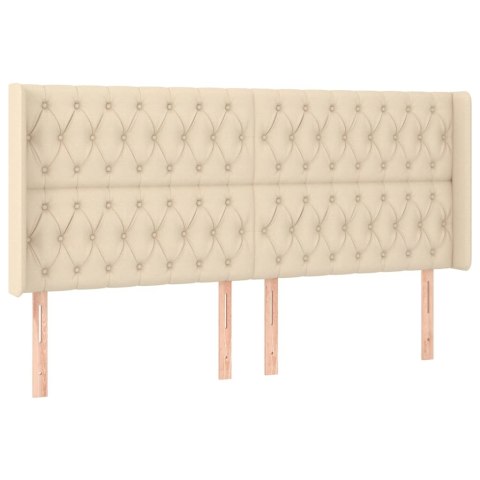 VidaXL Zagłówek uszak, kremowy, 203x16x118/128 cm, tkanina