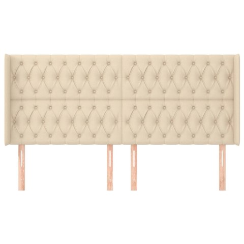 VidaXL Zagłówek uszak, kremowy, 203x16x118/128 cm, tkanina