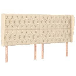 VidaXL Zagłówek uszak, kremowy, 203x23x118/128 cm, tkanina