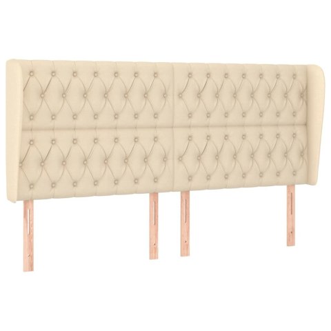 VidaXL Zagłówek uszak, kremowy, 203x23x118/128 cm, tkanina