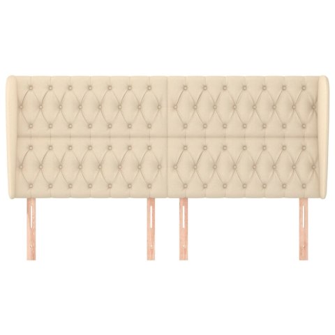 VidaXL Zagłówek uszak, kremowy, 203x23x118/128 cm, tkanina