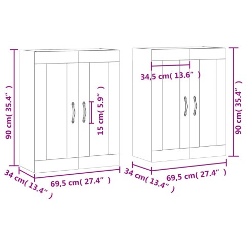 WISZĄCE SZAFKI 2 SZT. SZARY DĄB SONOMA
