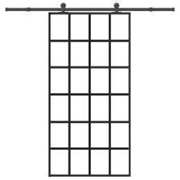 VidaXL Drzwi przesuwne z osprzętem, 102x205 cm, szkło ESG i aluminium