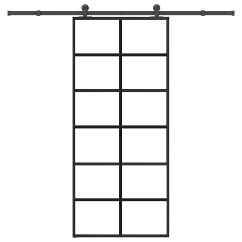 VidaXL Drzwi przesuwne z osprzętem, 90x205 cm, szkło ESG i aluminium