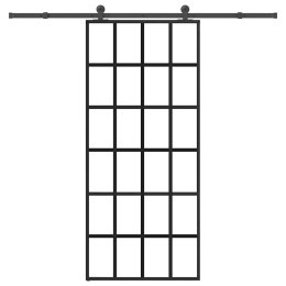 VidaXL Drzwi przesuwne z osprzętem, 90x205 cm, szkło ESG i aluminium