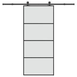 VidaXL Drzwi przesuwne z osprzętem, 90x205 cm, szkło ESG i aluminium