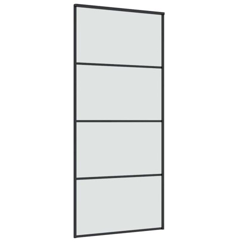 VidaXL Drzwi przesuwne z osprzętem, 90x205 cm, szkło ESG i aluminium