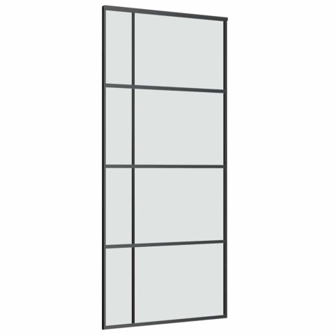 VidaXL Drzwi przesuwne z osprzętem, 90x205 cm, szkło ESG i aluminium