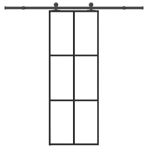 VidaXL Drzwi przesuwne z osprzętem, szkło ESG i aluminium, 76x205 cm