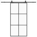 VidaXL Drzwi przesuwne z zestawem okuć czarne 102x205 cm ESG szkło