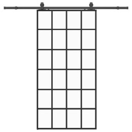 VidaXL Drzwi przesuwne z zestawem okuć czarne 102x205 cm ESG szkło