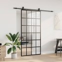 VidaXL Drzwi przesuwne z zestawem okuć czarne 102x205 cm ESG szkło
