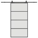 VidaXL Drzwi przesuwne z zestawem okuć czarne 102,5x205 cm ESG szkło
