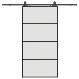 VidaXL Drzwi przesuwne z zestawem okuć czarne 102,5x205 cm ESG szkło