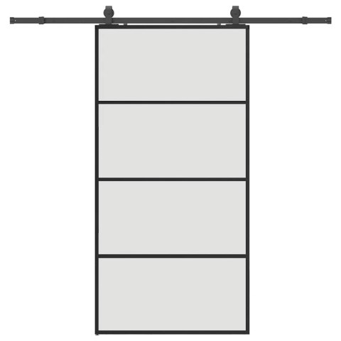 VidaXL Drzwi przesuwne z zestawem okuć czarne 102,5x205 cm ESG szkło