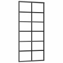 VidaXL Drzwi przesuwne z zestawem okuć czarne 90x205 cm ESG szkło