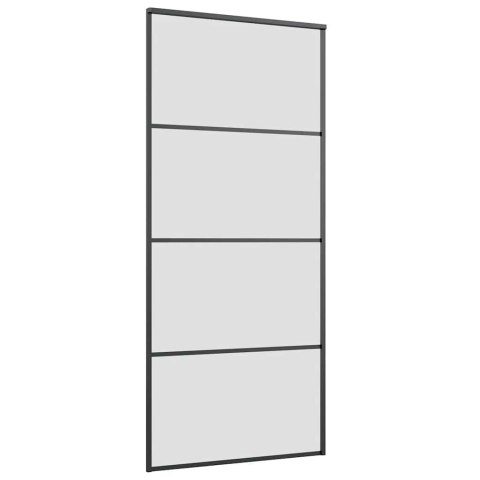 VidaXL Drzwi przesuwne z zestawem okuć czarne 90x205 cm ESG szkło