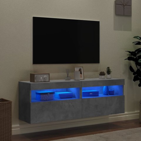 ŚCIENNE SZAFKI TV Z LED 2 SZT. SZAROŚĆ BETONU 60X30X40CM