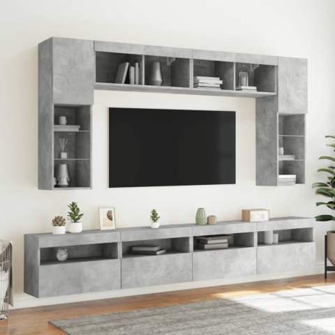 ŚCIENNE SZAFKI TV Z LED 2 SZT. SZAROŚĆ BETONU 60X30X40CM