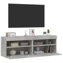 ŚCIENNE SZAFKI TV Z LED 2 SZT. SZAROŚĆ BETONU 60X30X40CM