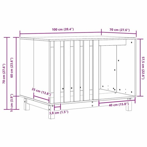 VidaXL Domek dla Psów z przechowywaniem Woskowy Brąz 100 x 70 x 70 cm