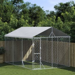 VidaXL Kojec dla psa, z dachem, srebrny, 3x4,5x2,5 m, stal