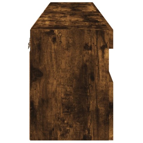 ŚCIENNE SZAFKI TV Z LED 2 SZT. PRZYDYMIONY DĄB 60X30X40CM